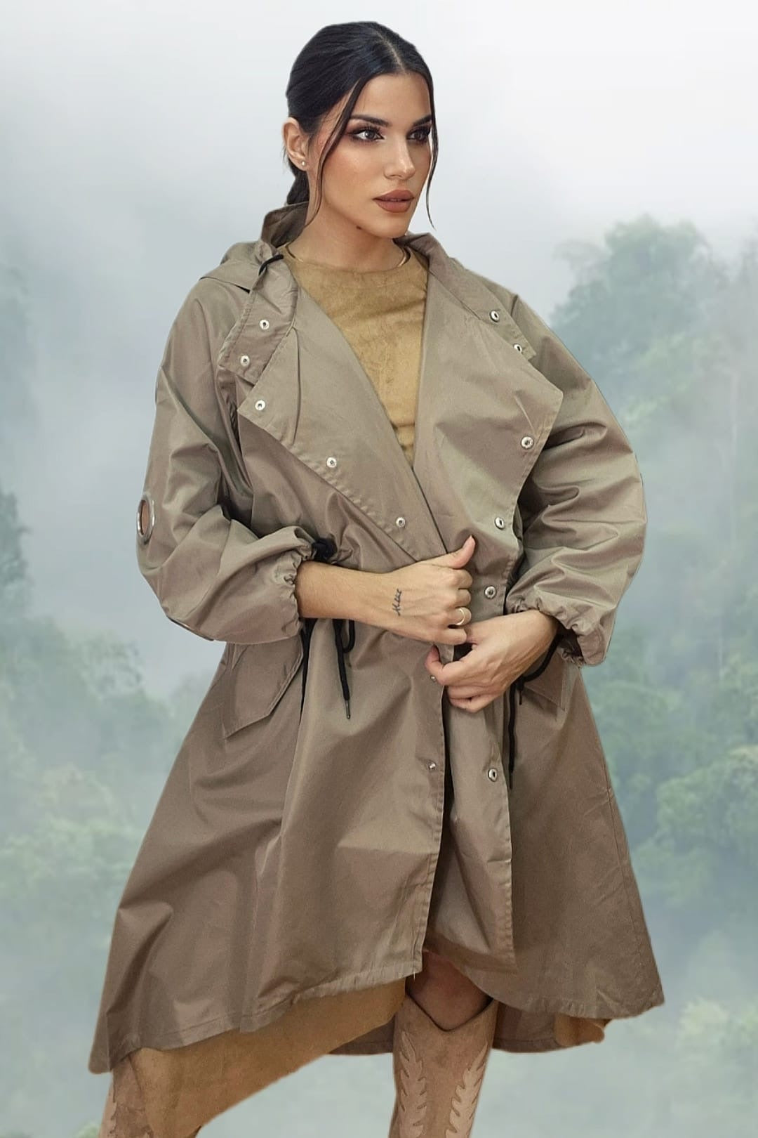 Gabardina Argollas Marrón