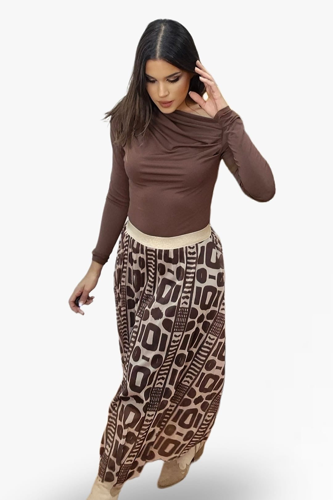 Falda Tul Maya Marrón