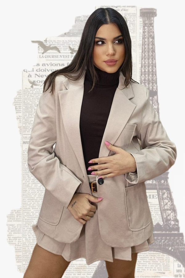 Blazer Oversize Bolsillos Beige