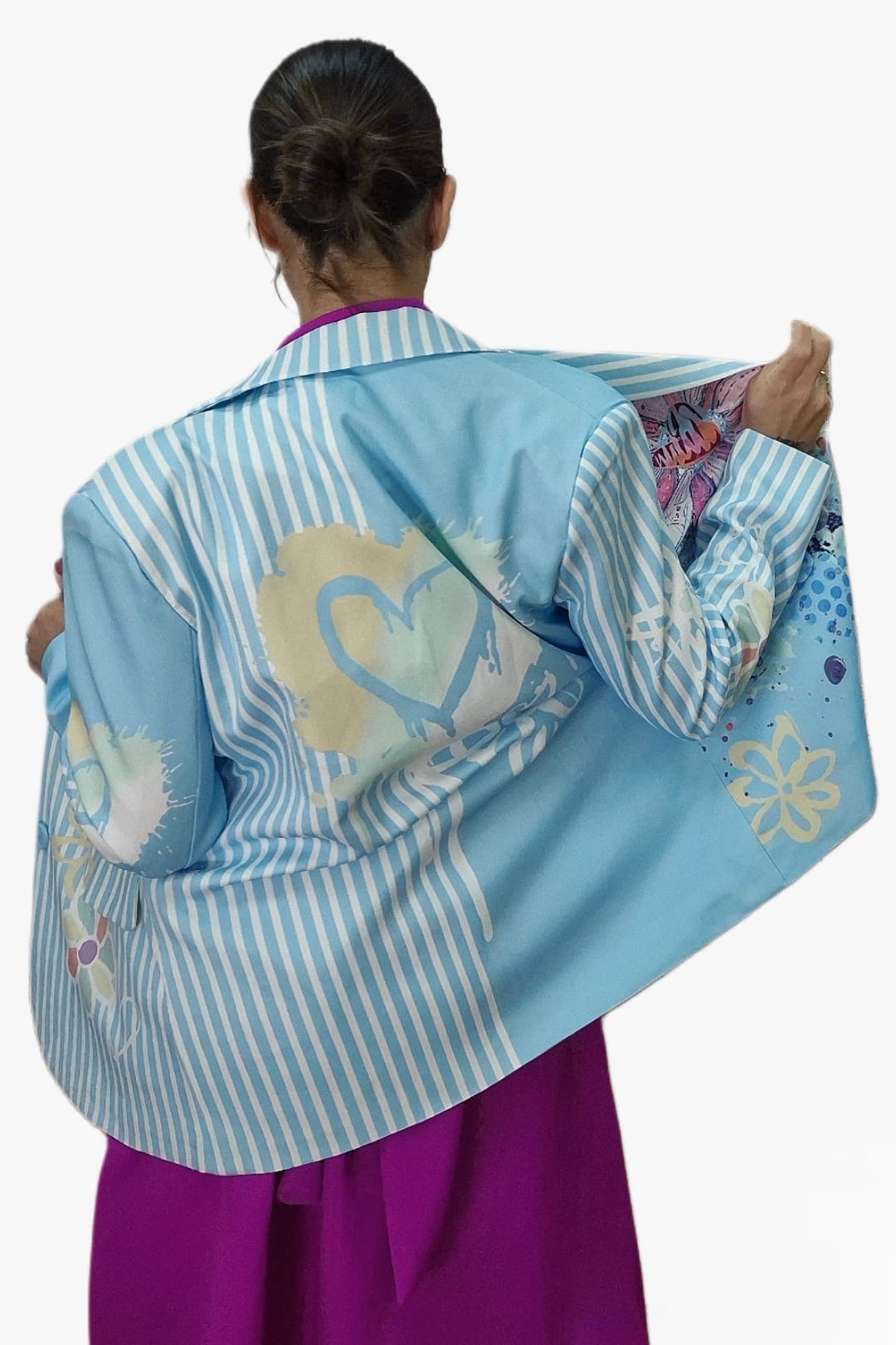 Blazer Corazon Rayada Azul