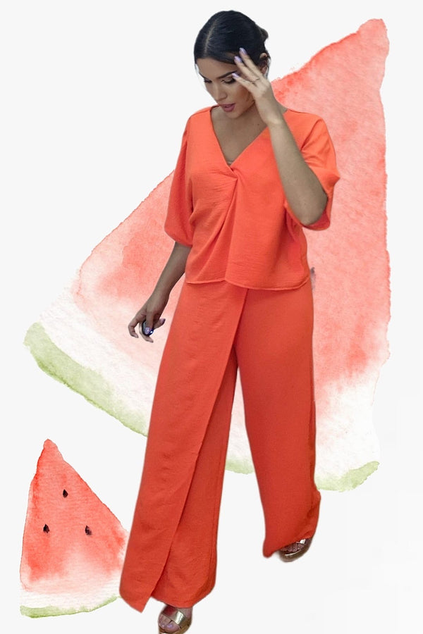 Pantalon Pareo Boton Coral