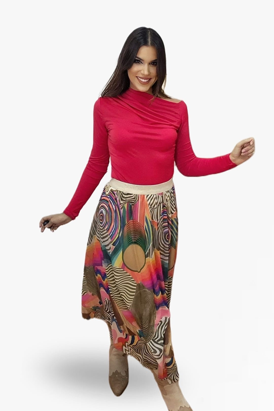 Falda Tul Lineas Verde