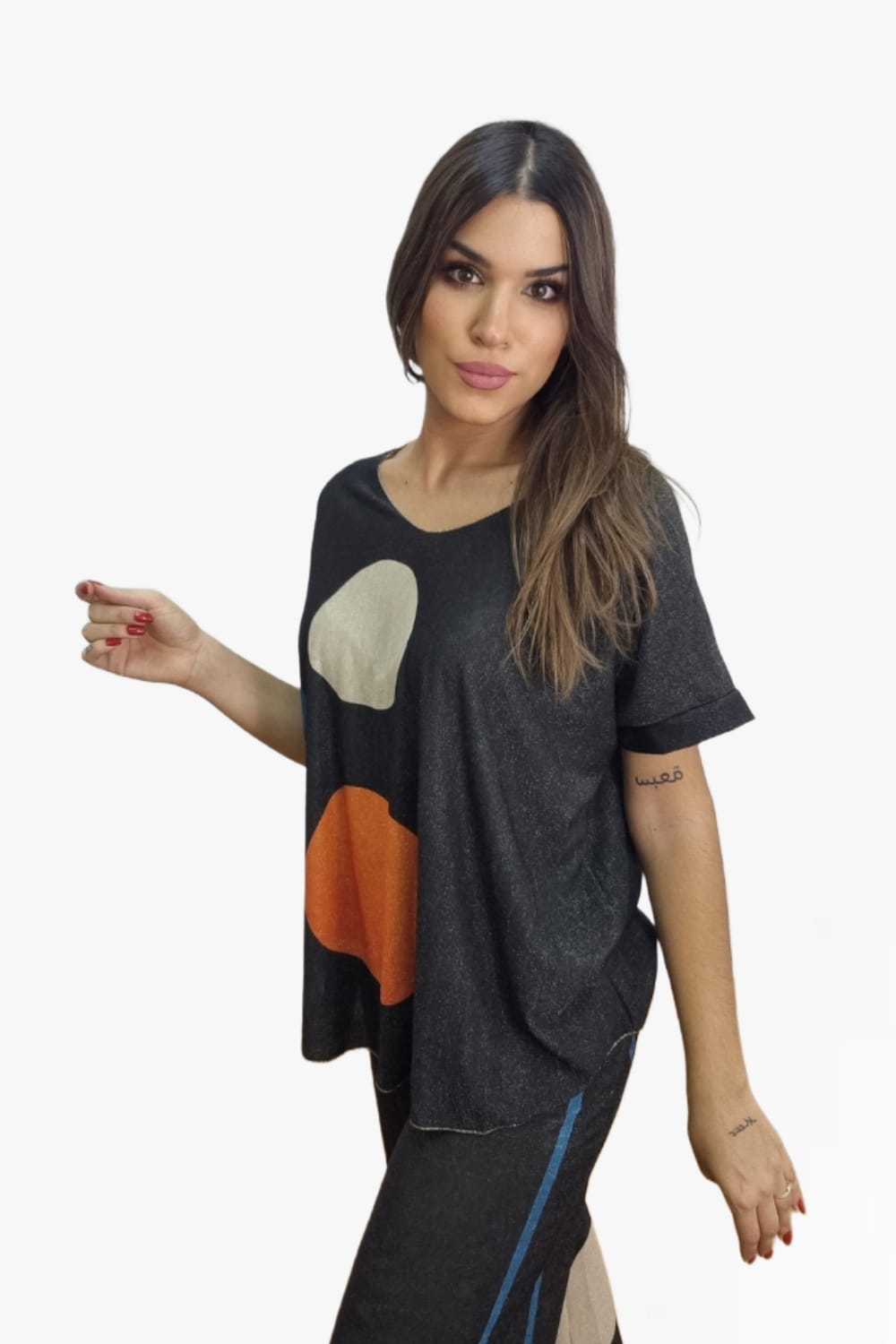 Camiseta Lurex Circulos Geometrico