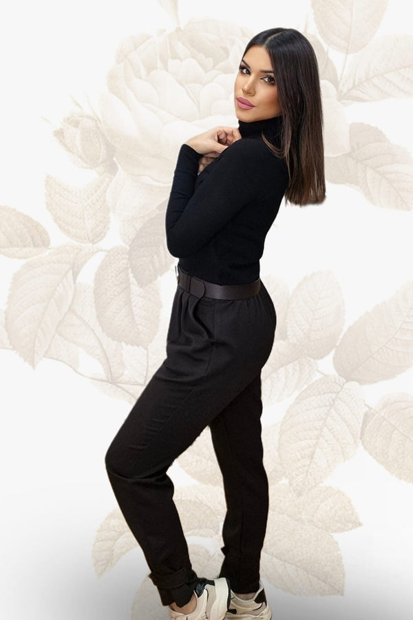 Pantalón Bajo Botón Marrón