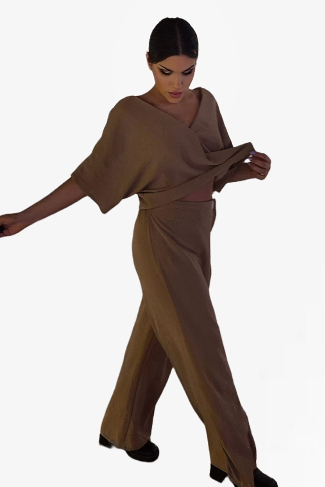 Pantalon Pareo Boton Marrón