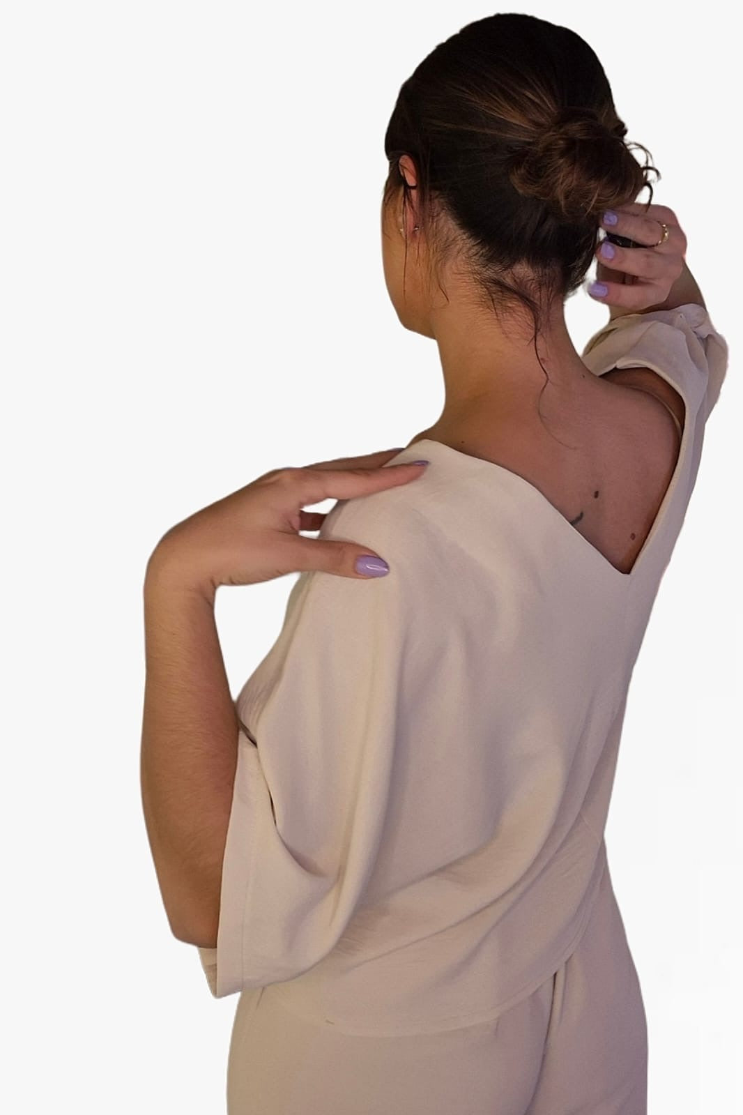 Camisa Escote Fluida Beige