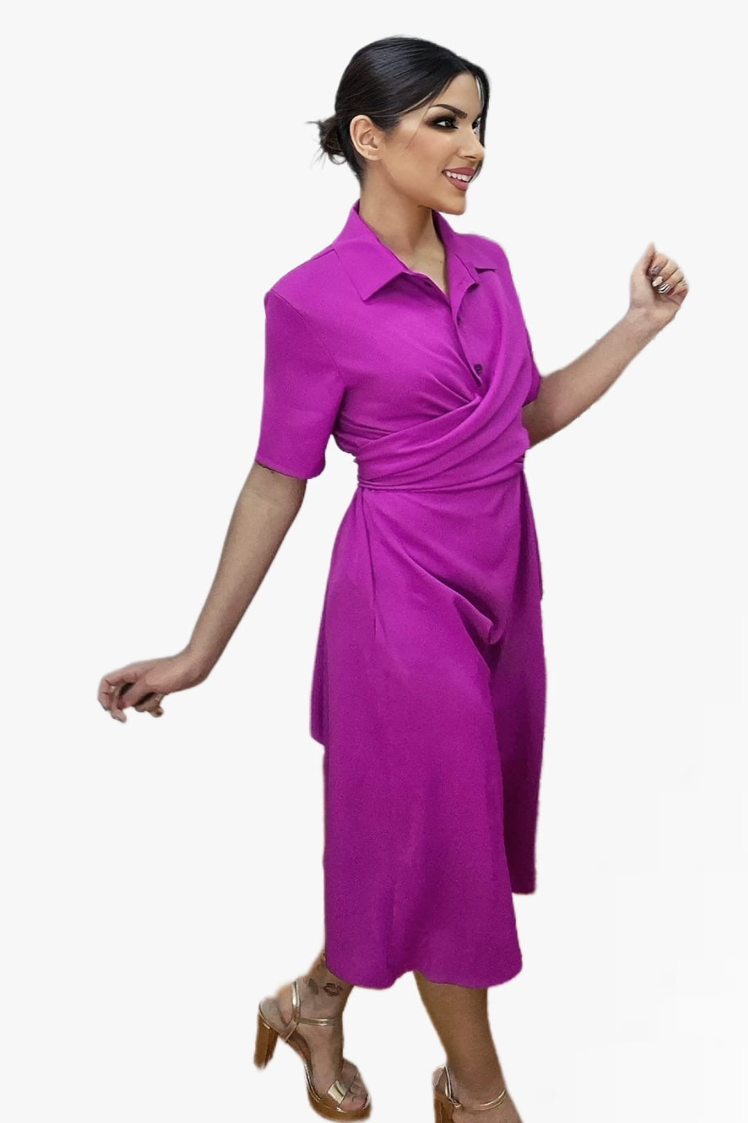 Vestido Escote Cruzado Malva