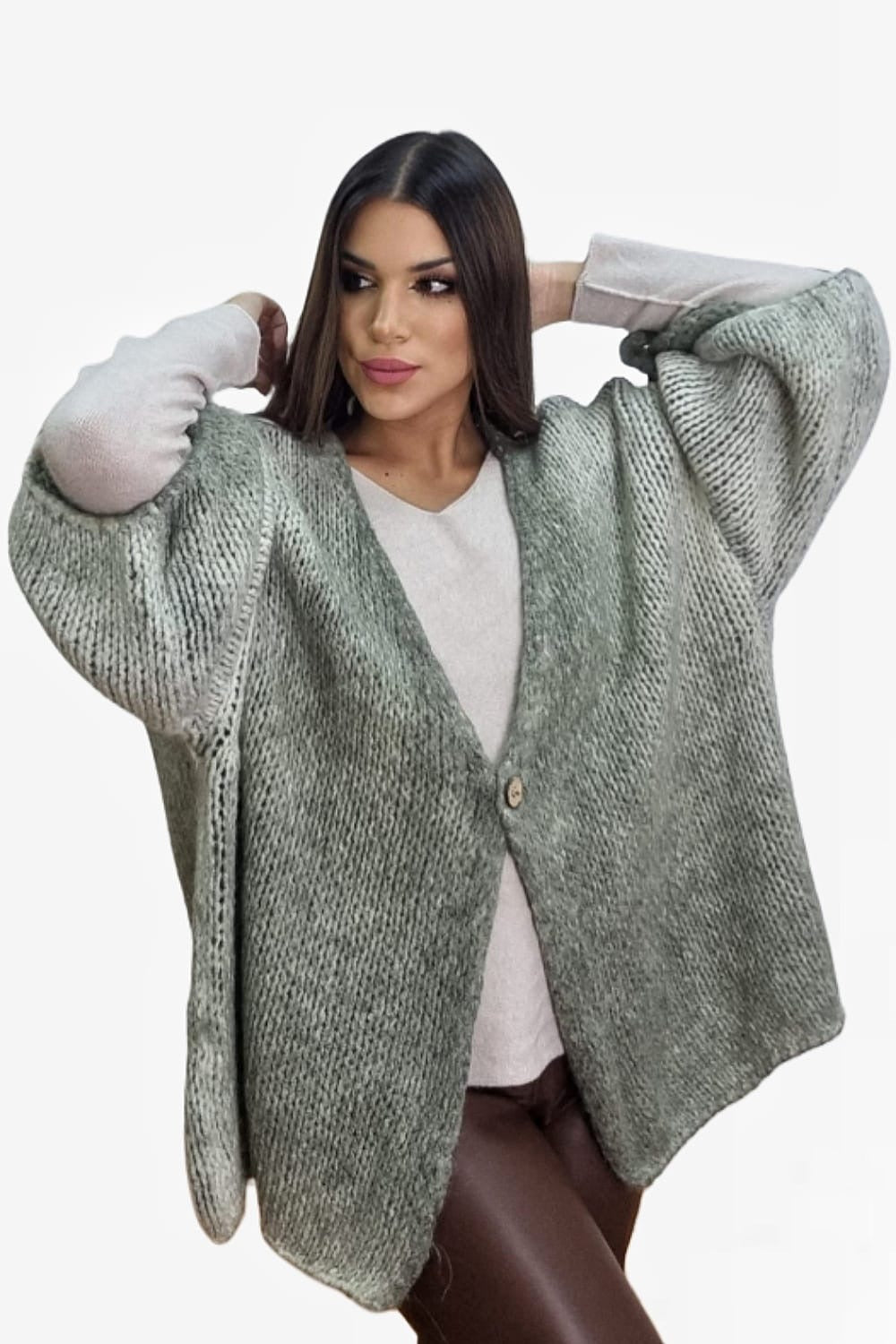 Chaqueta Punto Boton Verde