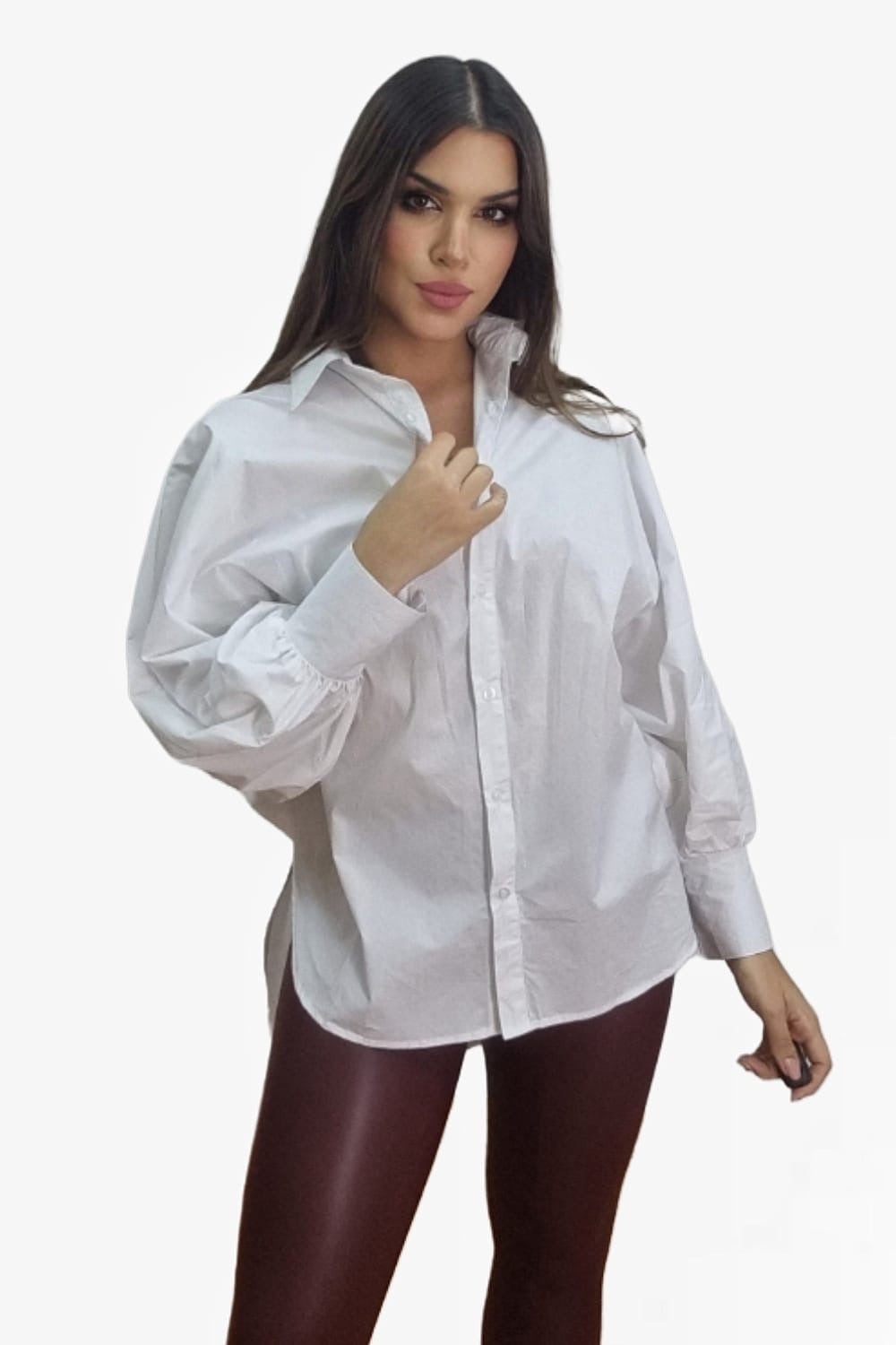 Camisa Irregular Cola Manga Blanca