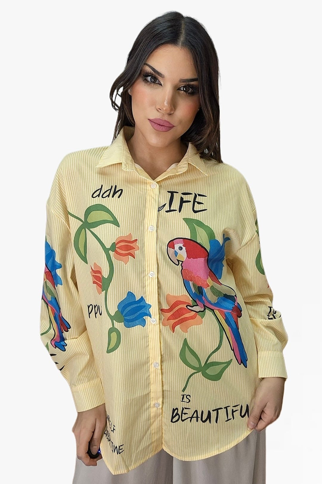 Camisa Life Parrots Amarilla