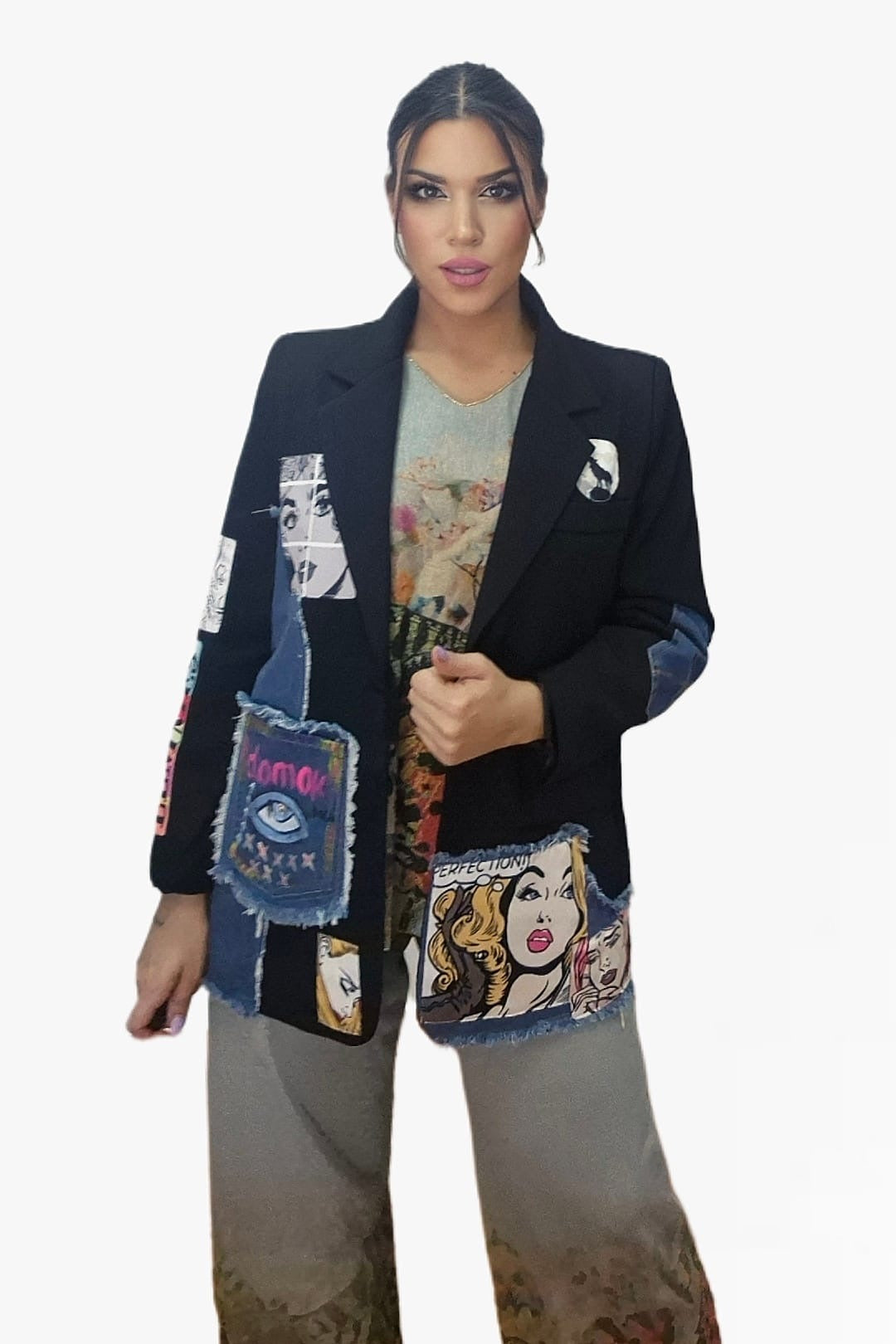 Blazer Parches Comic Negra