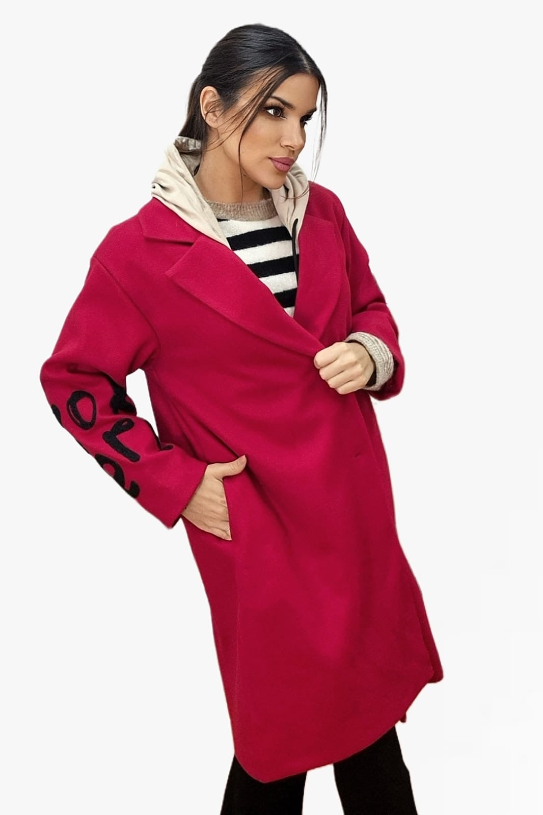 Abrigo Koker Capucha Rojo