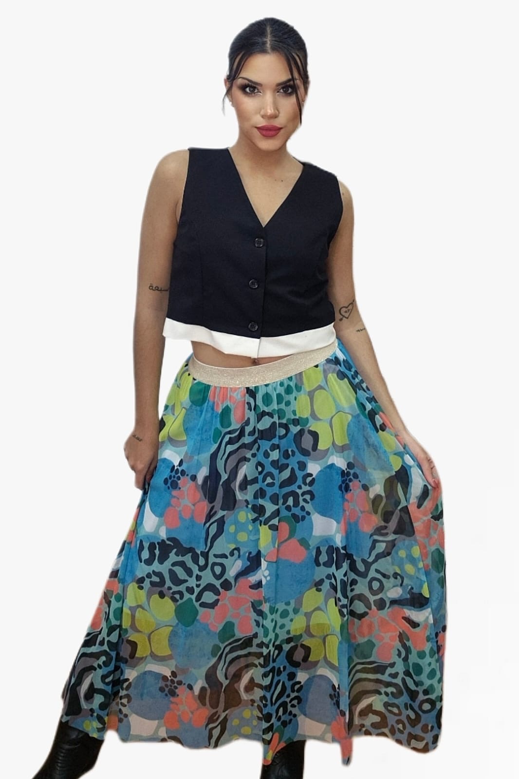 Falda Tul Animal Print Azul