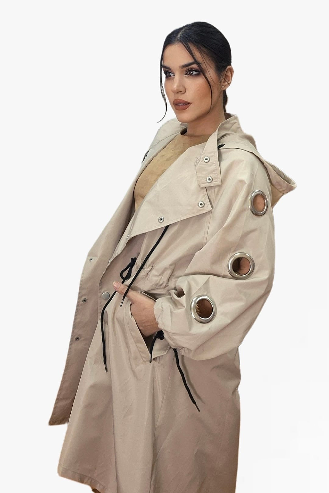 Gabardina Argollas Beige