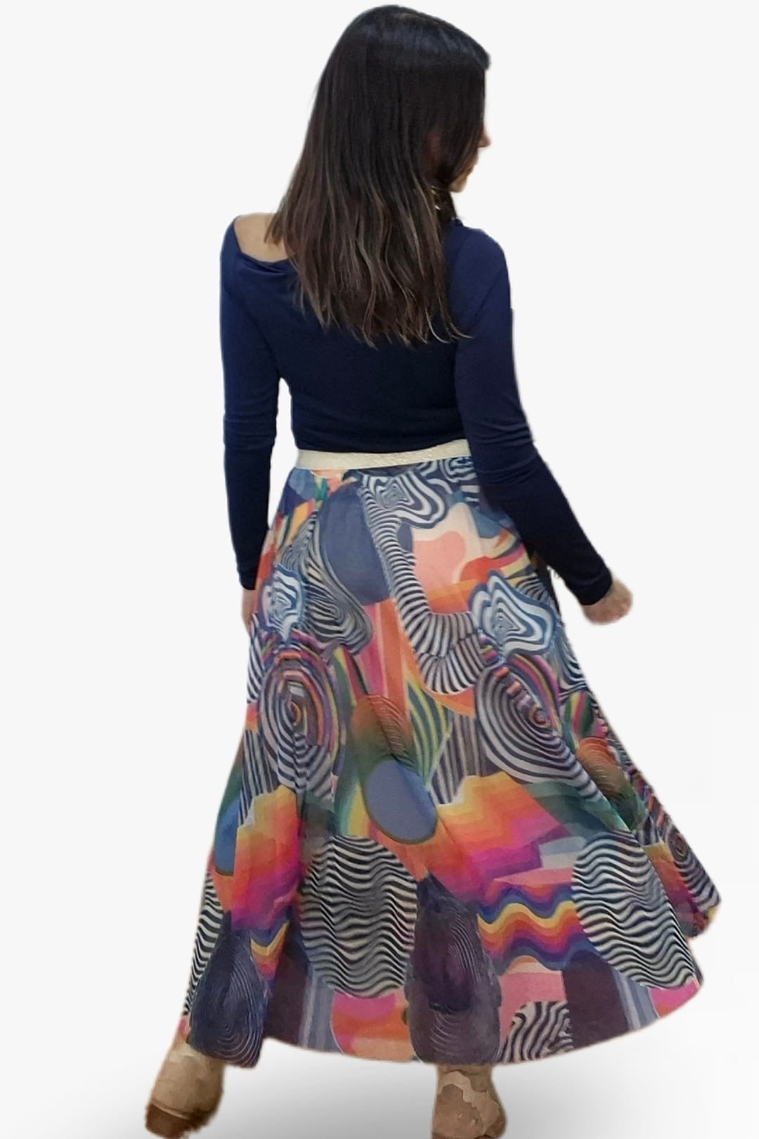 Falda Tul Lineas Azul