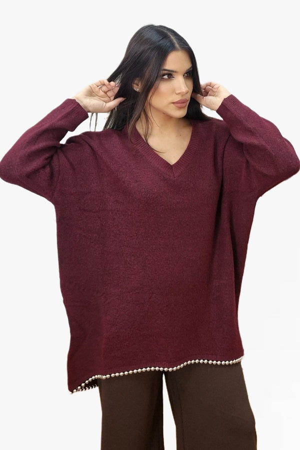 Jersey Perlas Bajo Burdeos