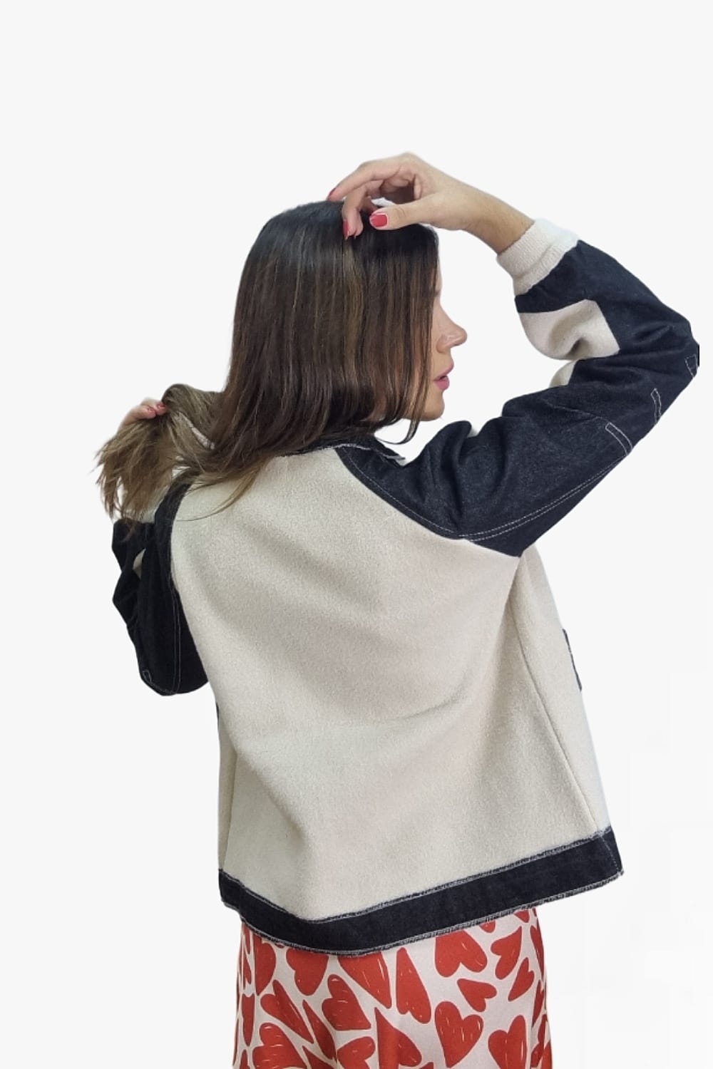 Chaqueta Bomber Combinada Beige