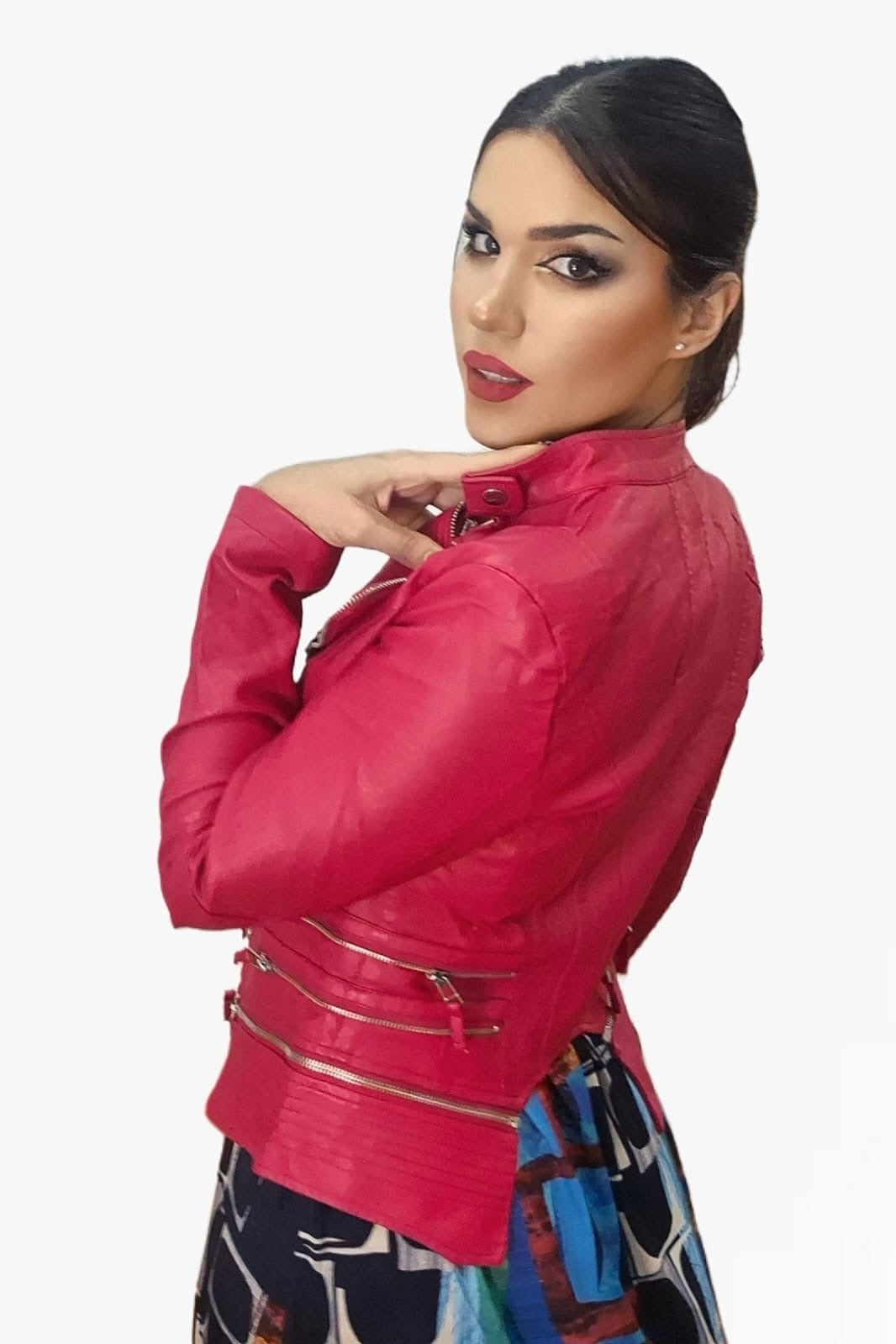 Biker Cremalleras Solapas Roja
