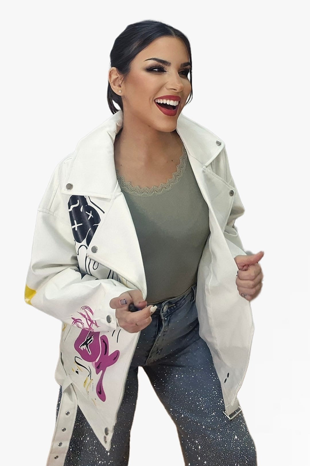 Biker Oversize Graffity Blanca