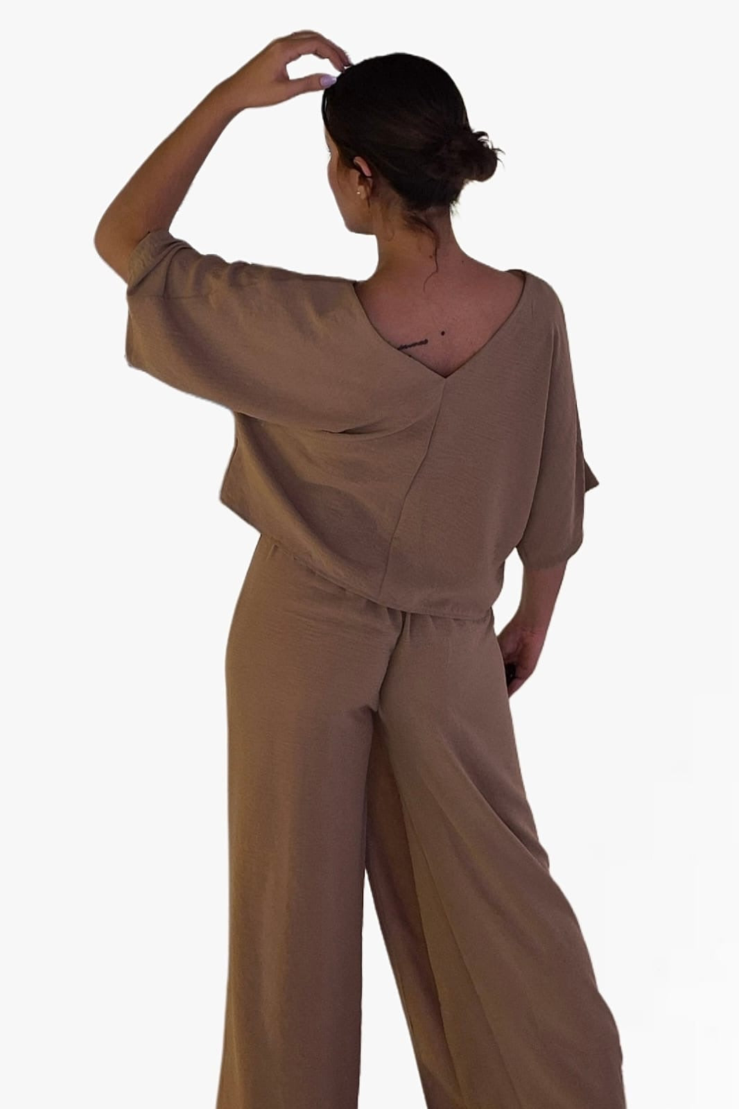 Pantalon Pareo Boton Marrón