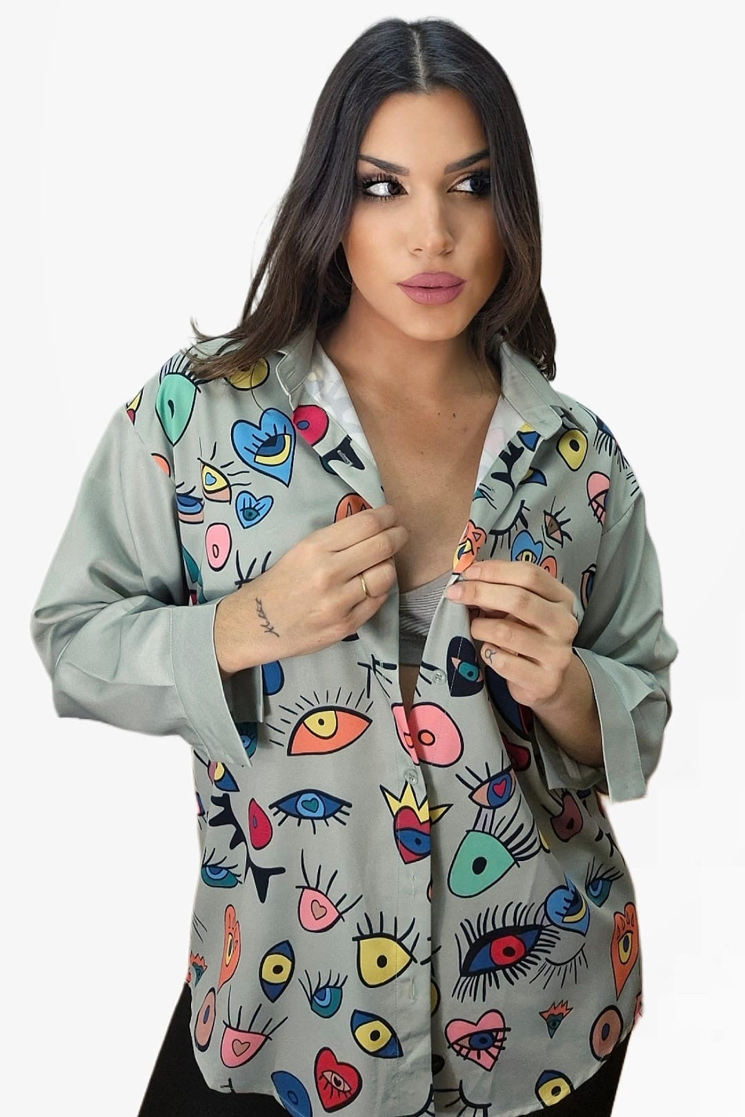 Camisa Formas Corazon Colores Verde