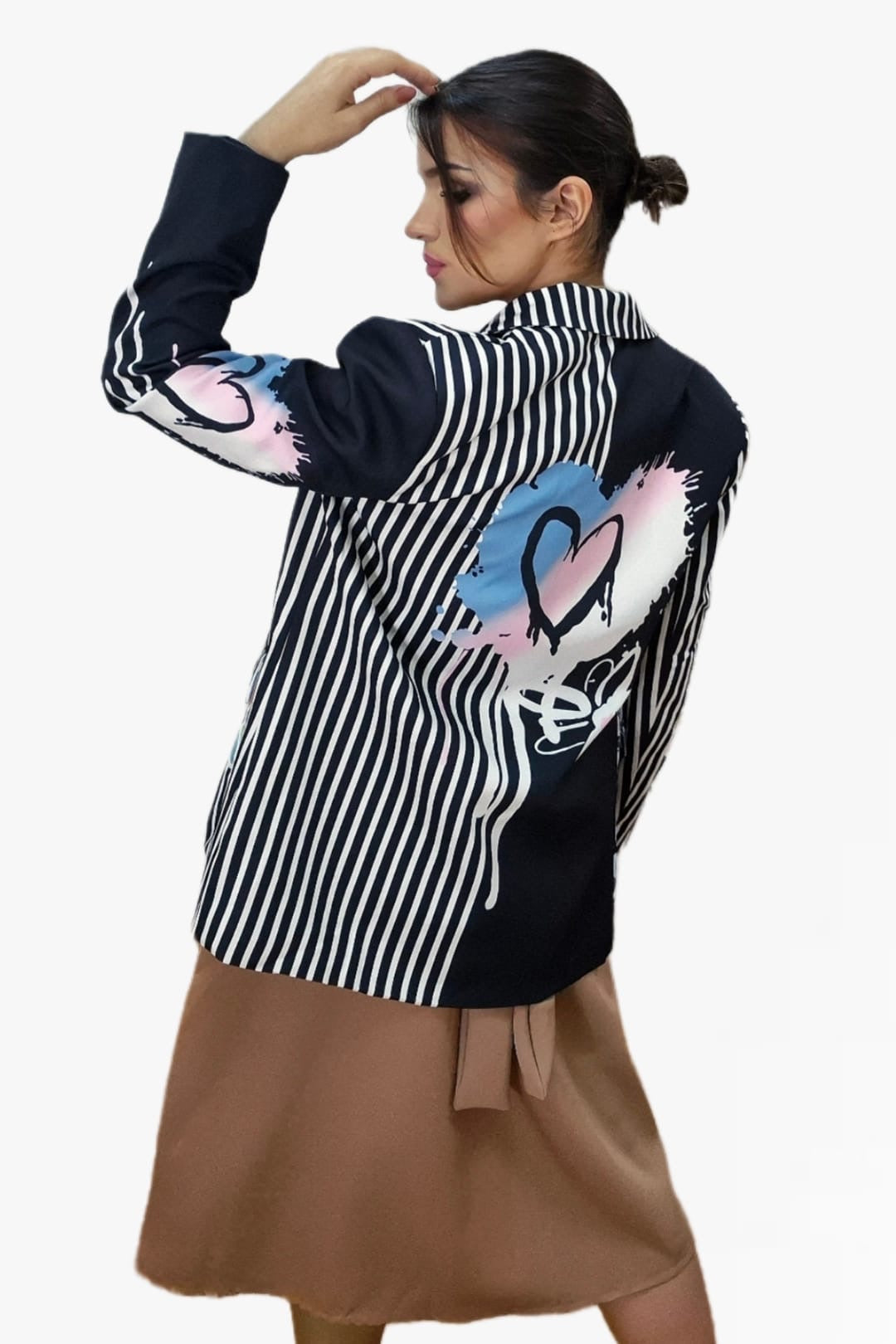 Blazer Corazon Rayada Negra
