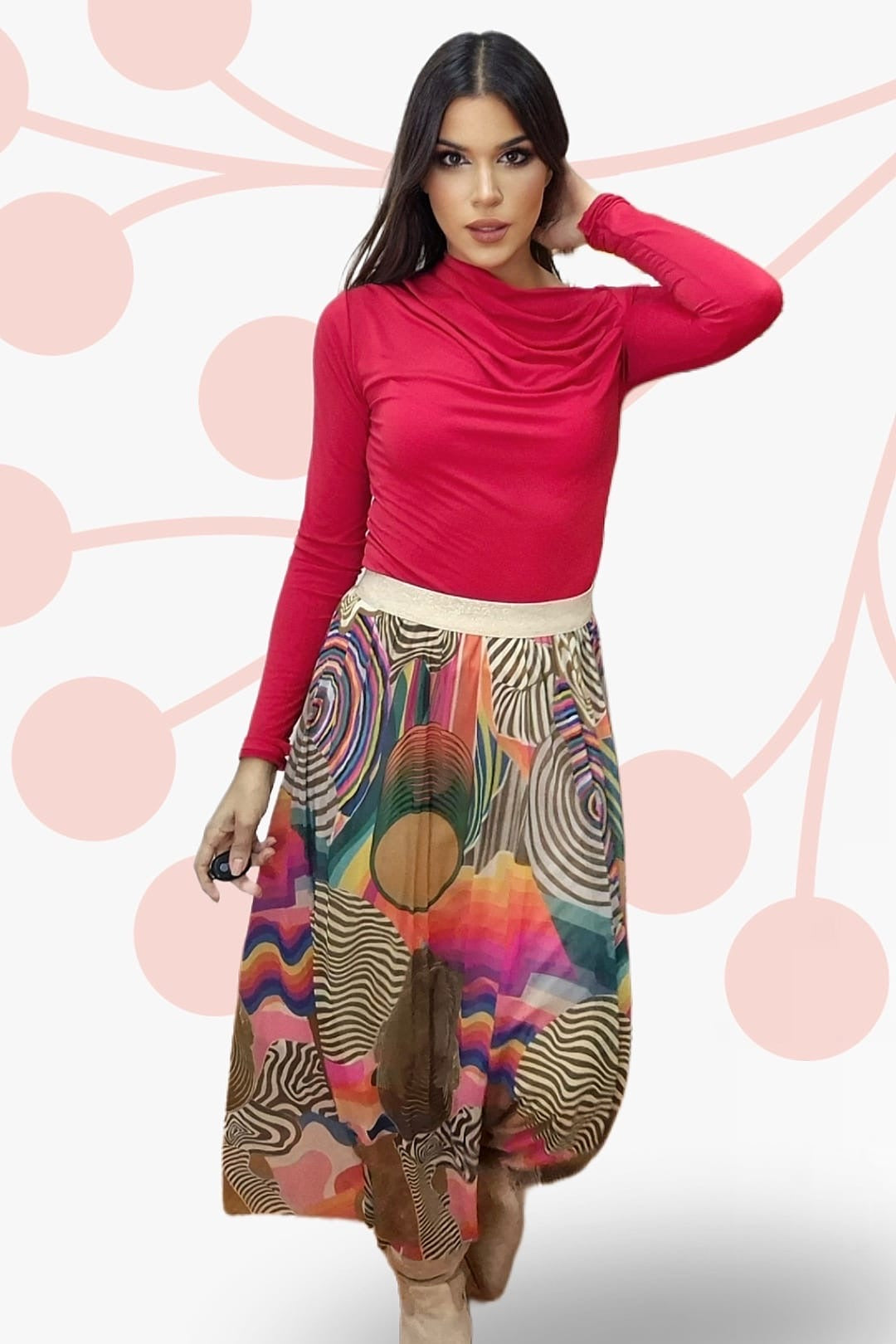 Falda Tul Lineas Verde