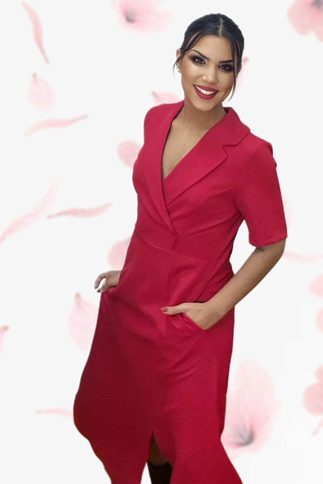 Vestido Camisero Cintura Elastica Rojo