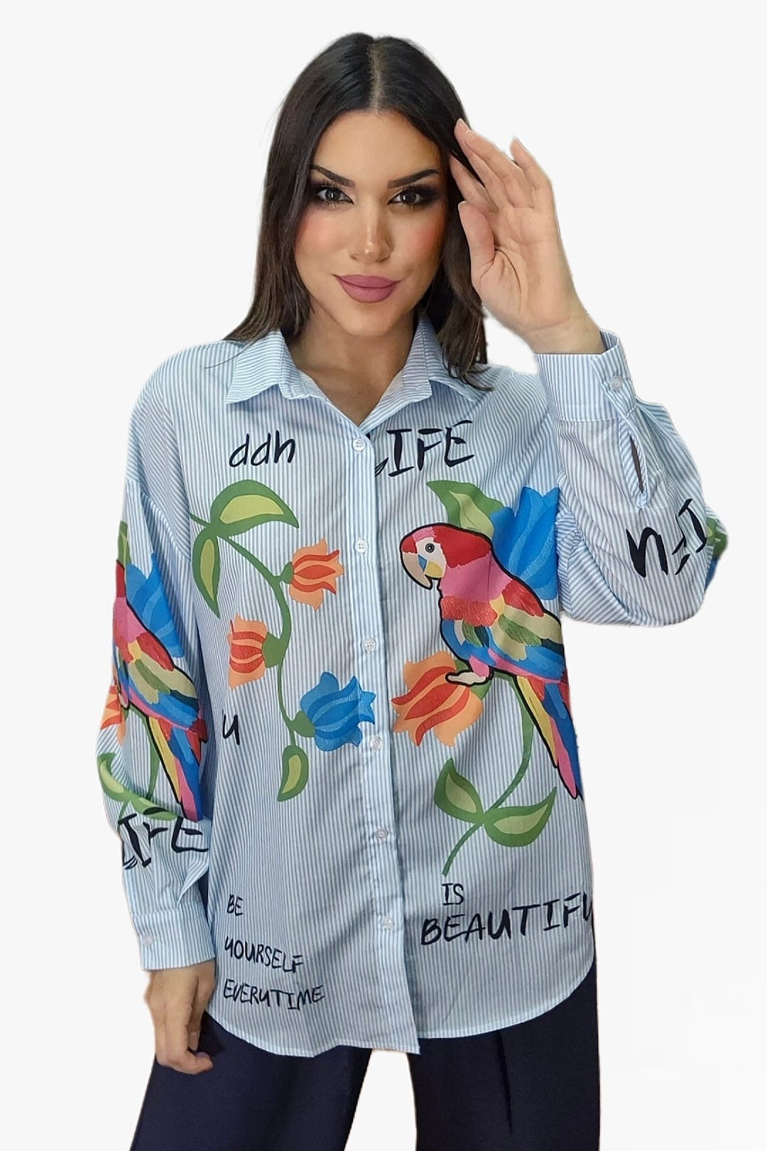 Camisa Life Parrots Azul