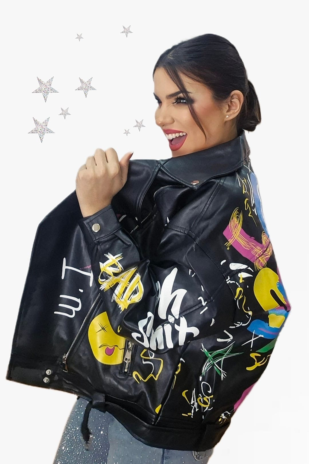 Biker Oversize Graffity Negra