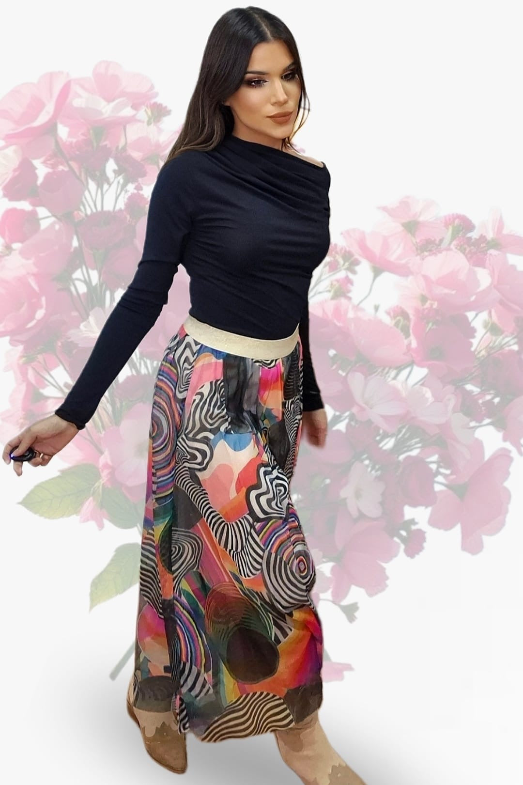 Falda Tul Lineas Negra