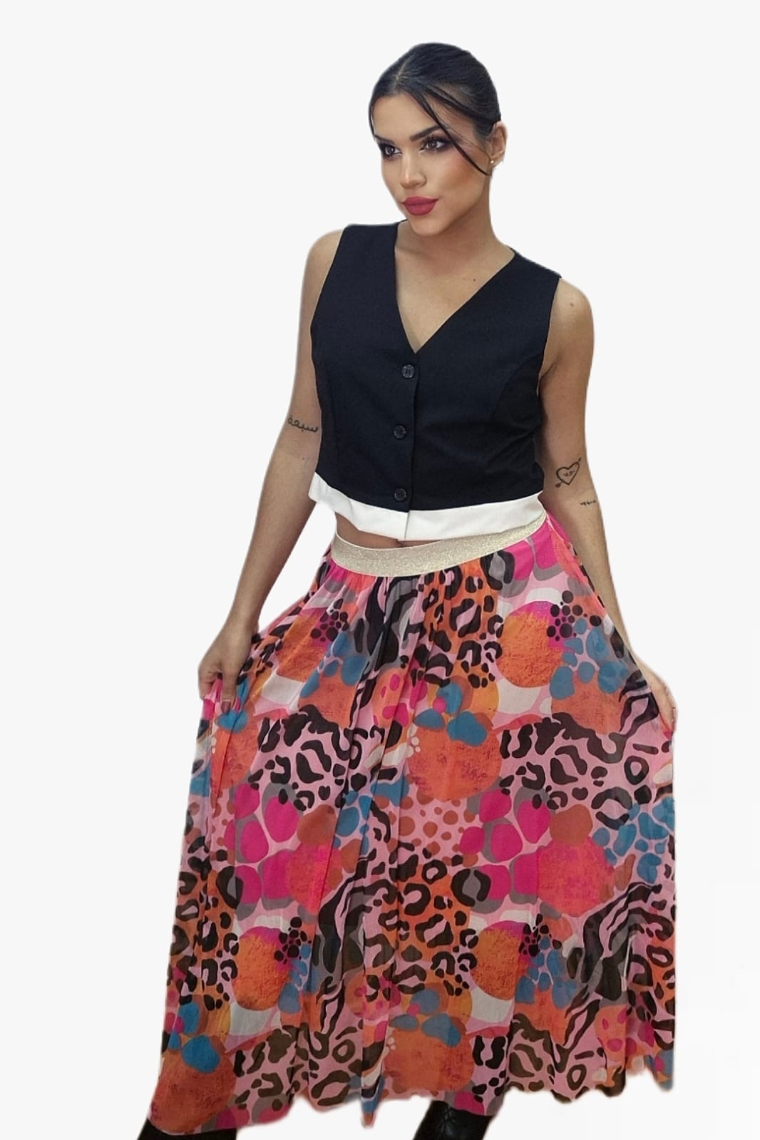 Falda Tul Animal Print Rosa