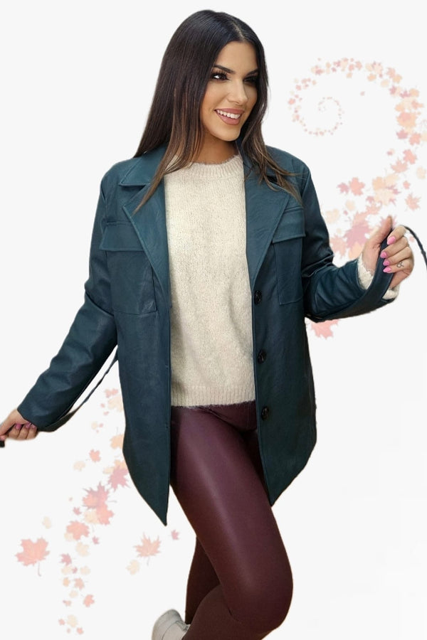 Chaqueta Polipiel Cinturón Verde