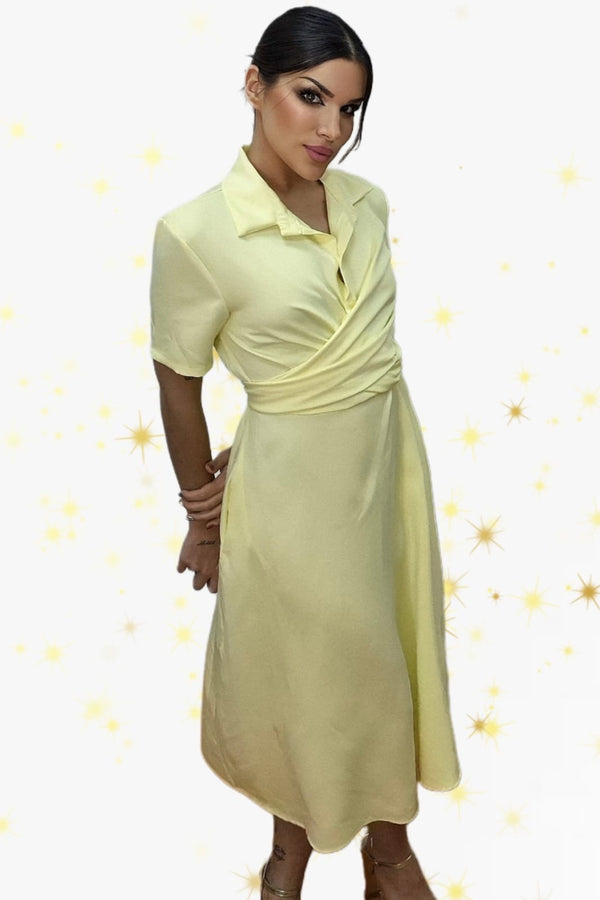 Vestido Escote Cruzado Amarillo