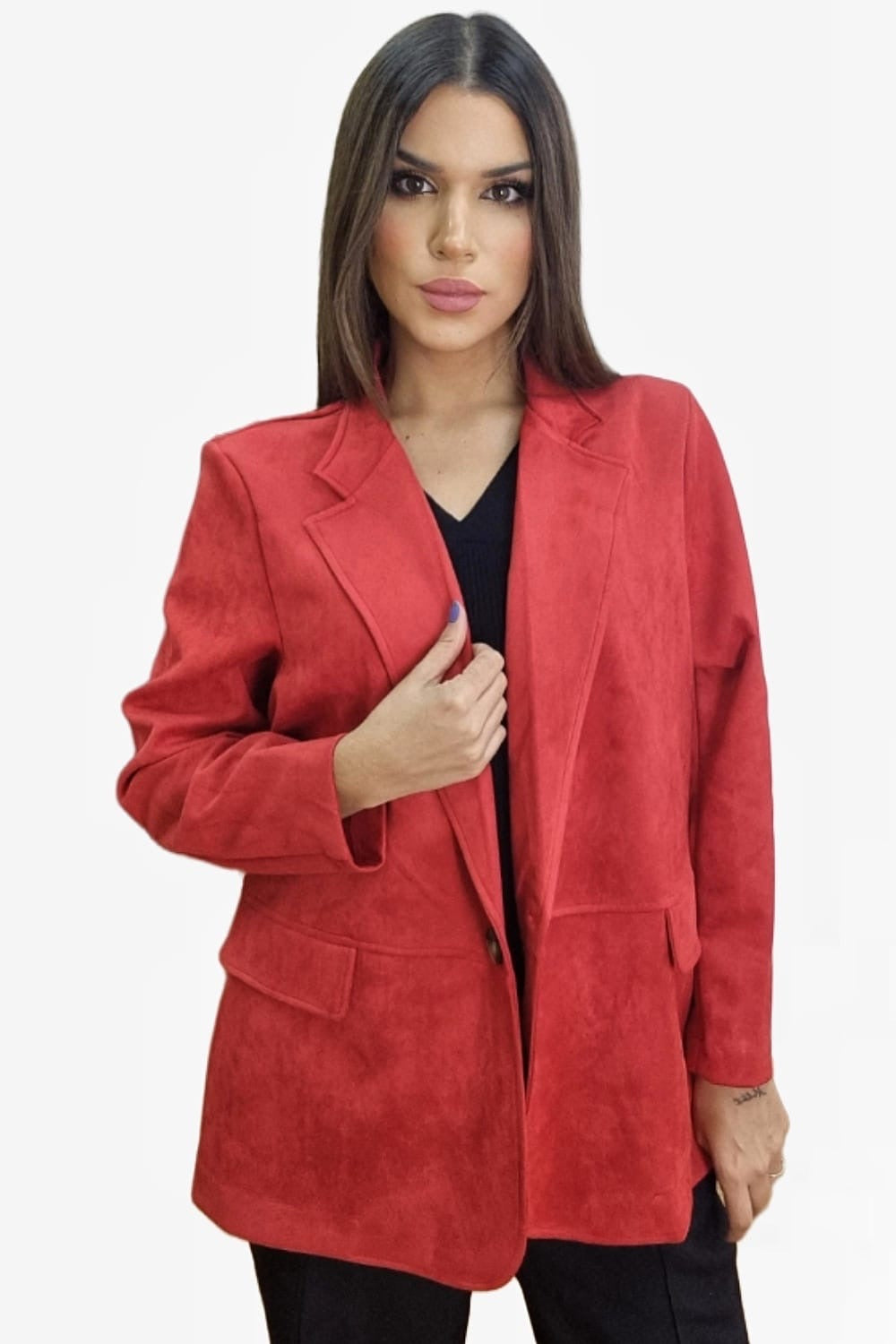 Blazer Rustic Oversize Roja