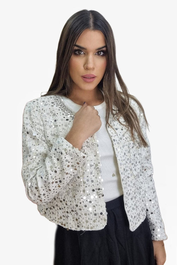 Chaqueta Armada Lentejuela Blanca