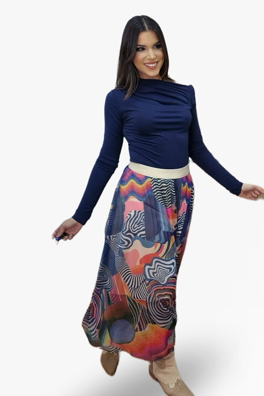 Falda Tul Lineas Azul