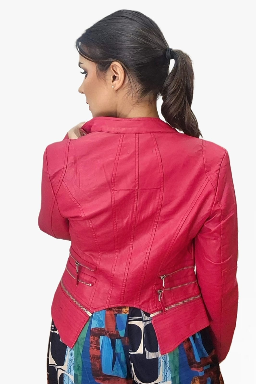 Biker Cremalleras Solapas Roja