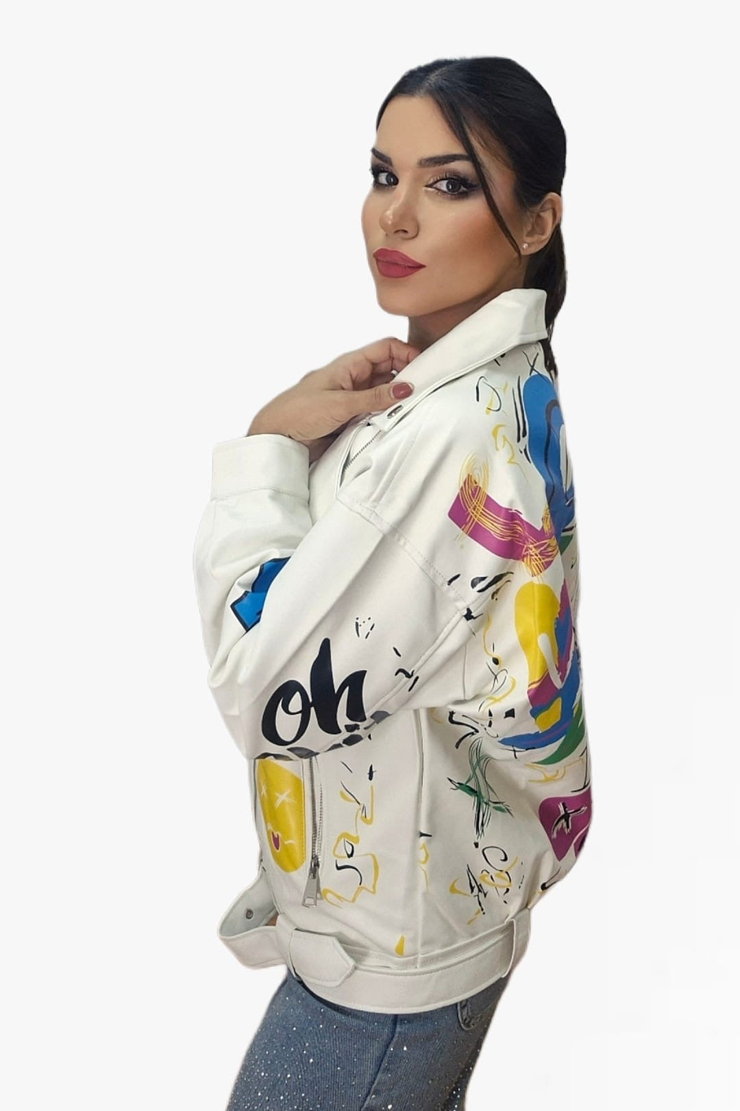 Biker Oversize Graffity Blanca