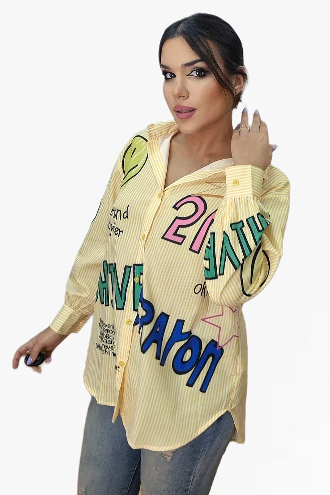 Camisa Rayon Emoji Amarilla