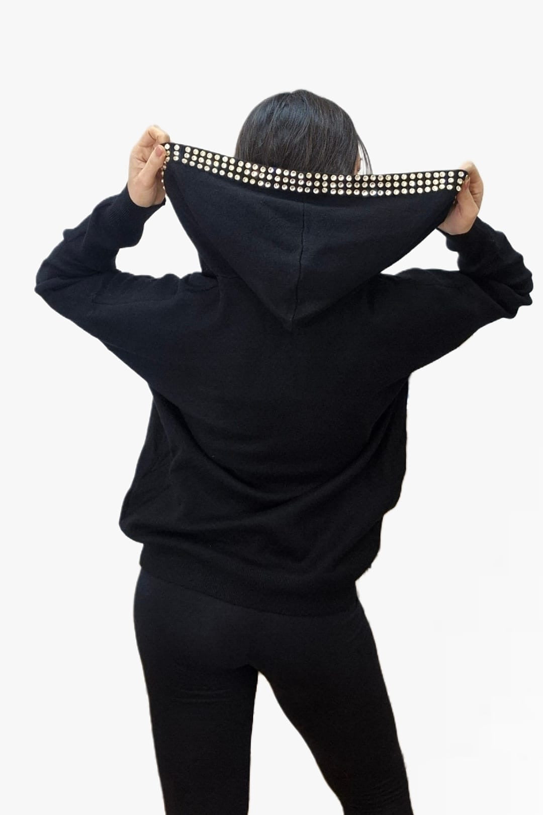 Jersey Capucha Tachuelas Negro