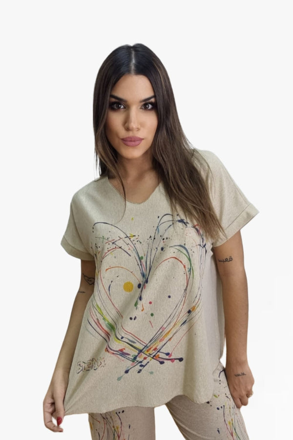 Camiseta Lurex Corazon Multicolor