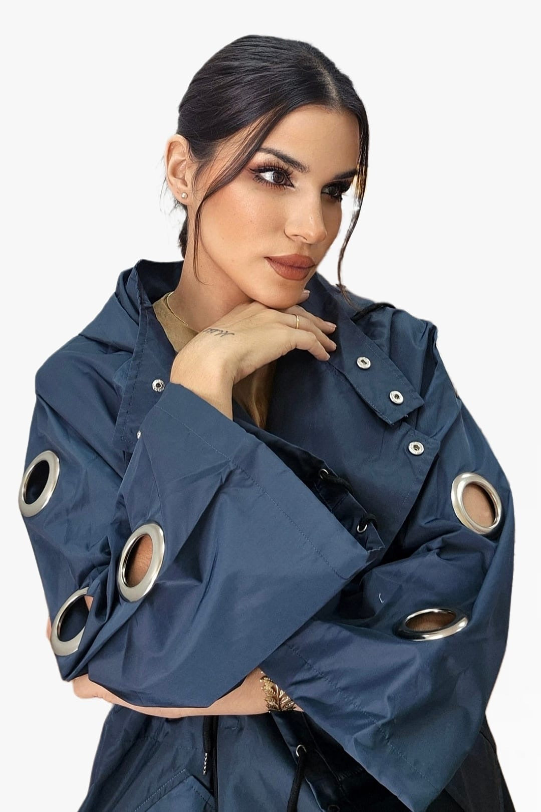 Gabardina Argollas Azul Marino