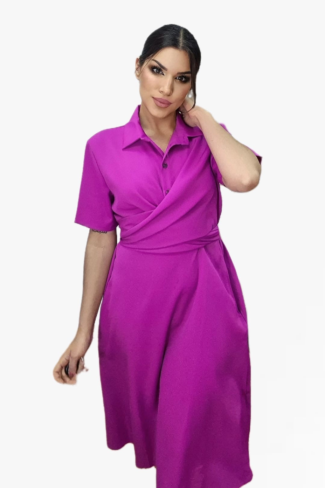 Vestido Escote Cruzado Malva