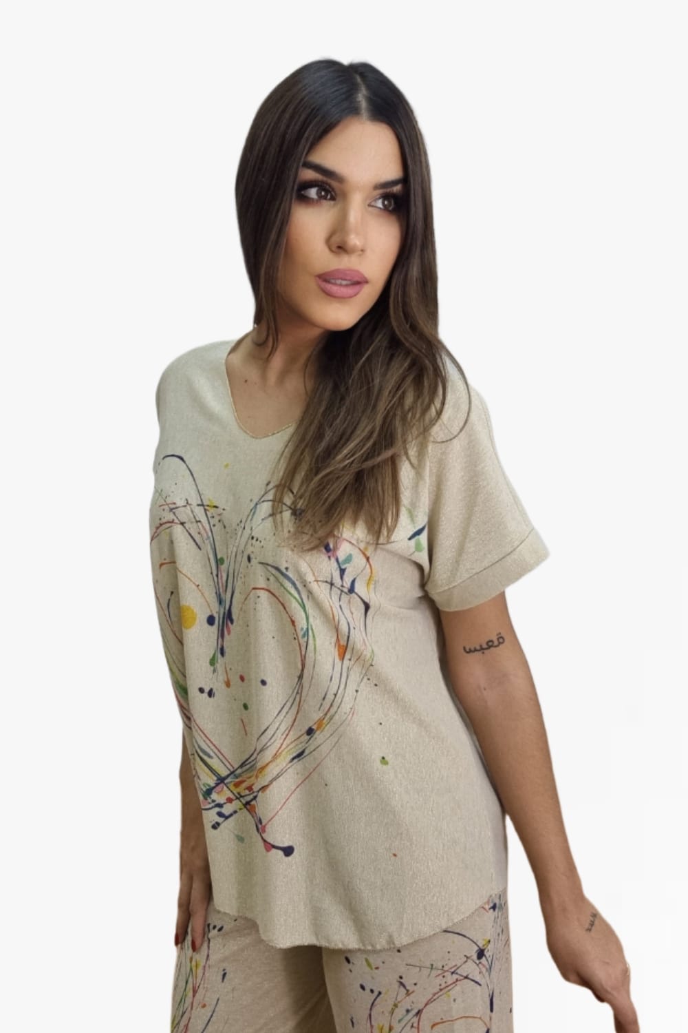 Camiseta Lurex Corazon Multicolor