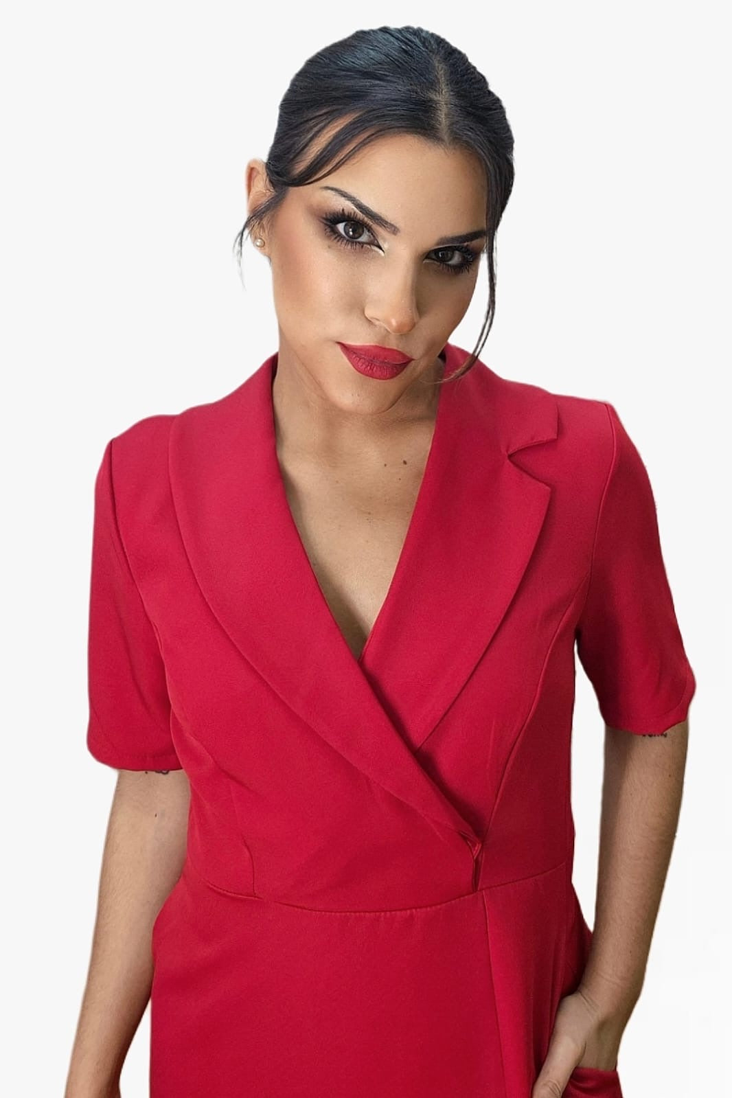 Vestido Camisero Cintura Elastica Rojo