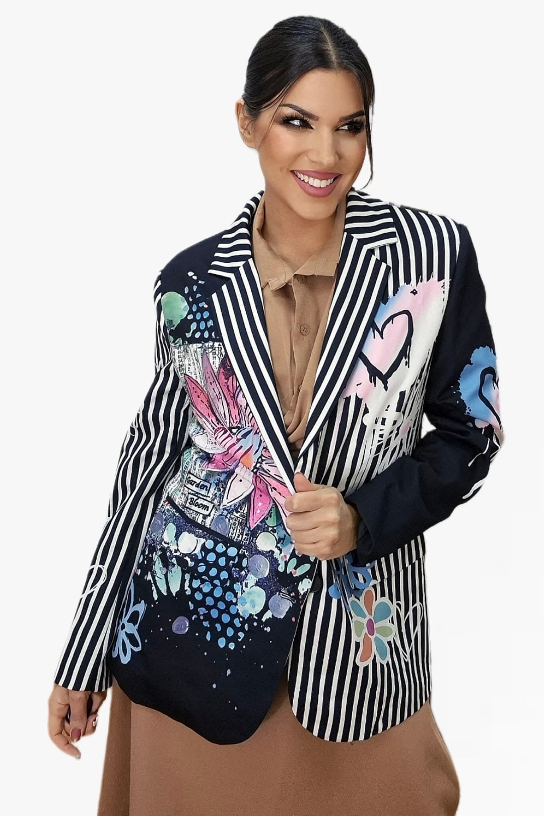 Blazer Corazon Rayada Negra