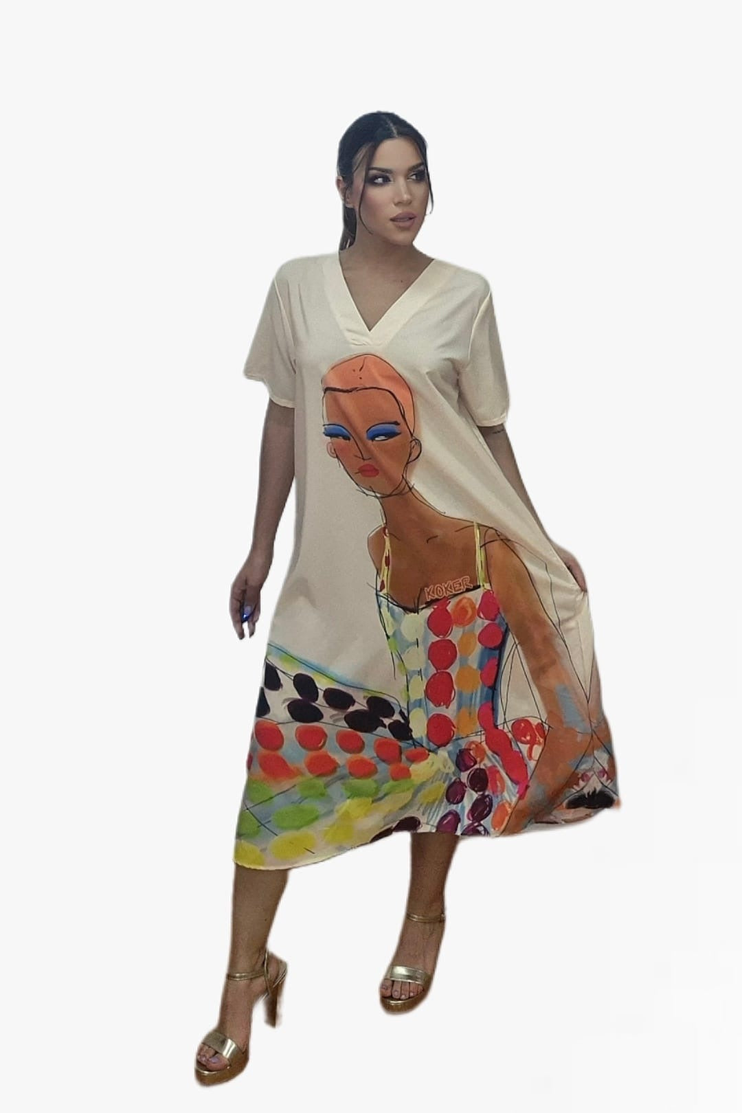 Vestido Topos Multicolor