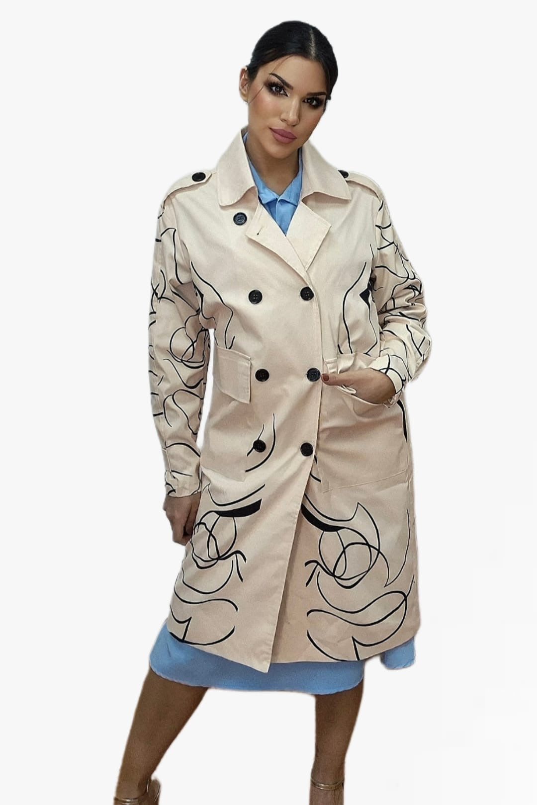 Abrigo Lineas Rostro Beige
