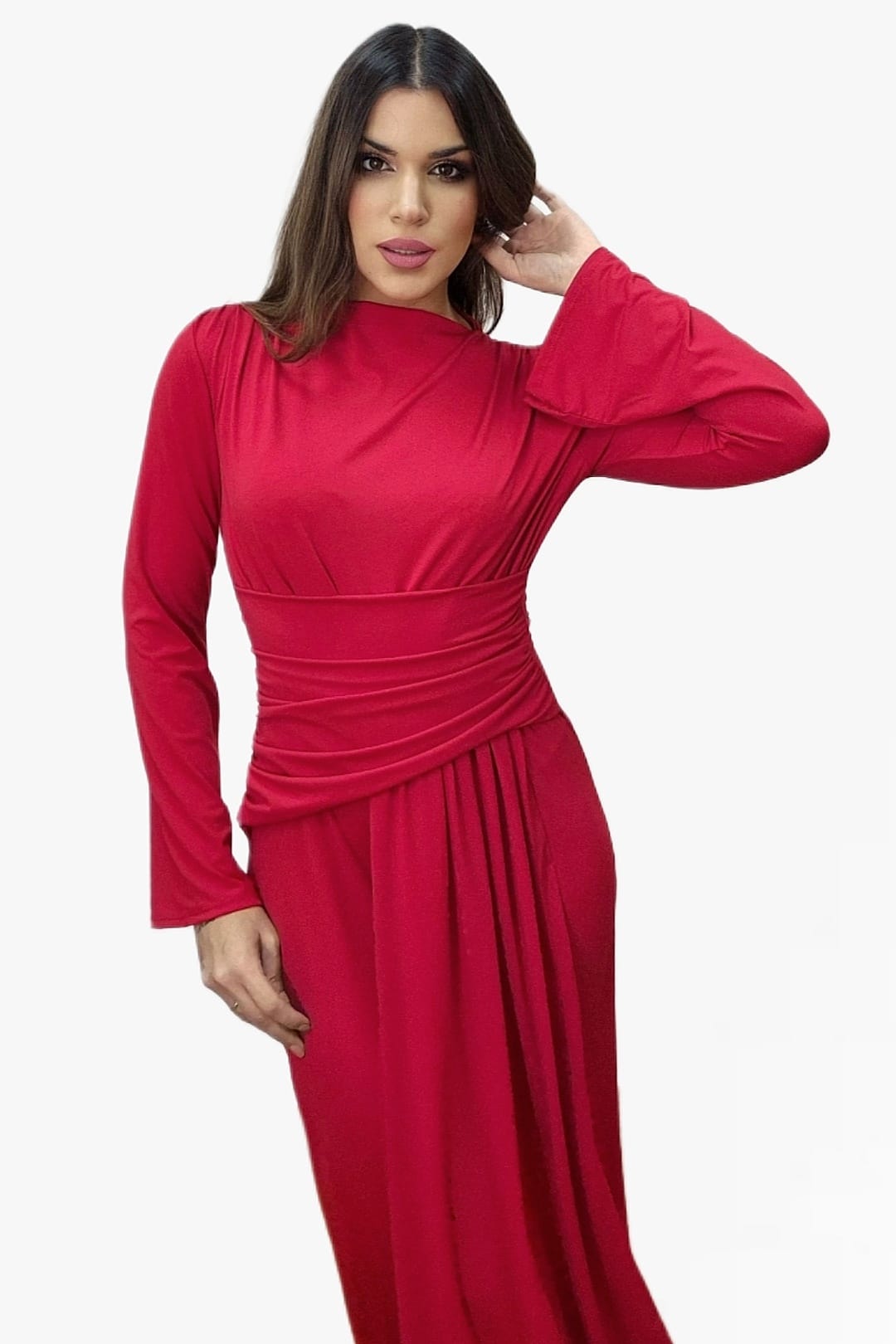 Vestido Drapeado Rojo